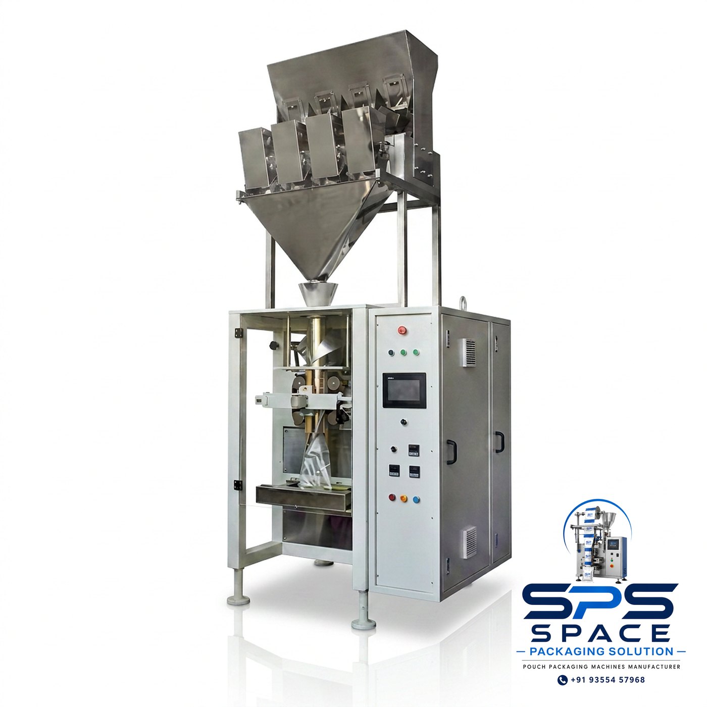 Four Head Linear Weigher Machine manufactured by Space Packaging Solutions, Faridabad