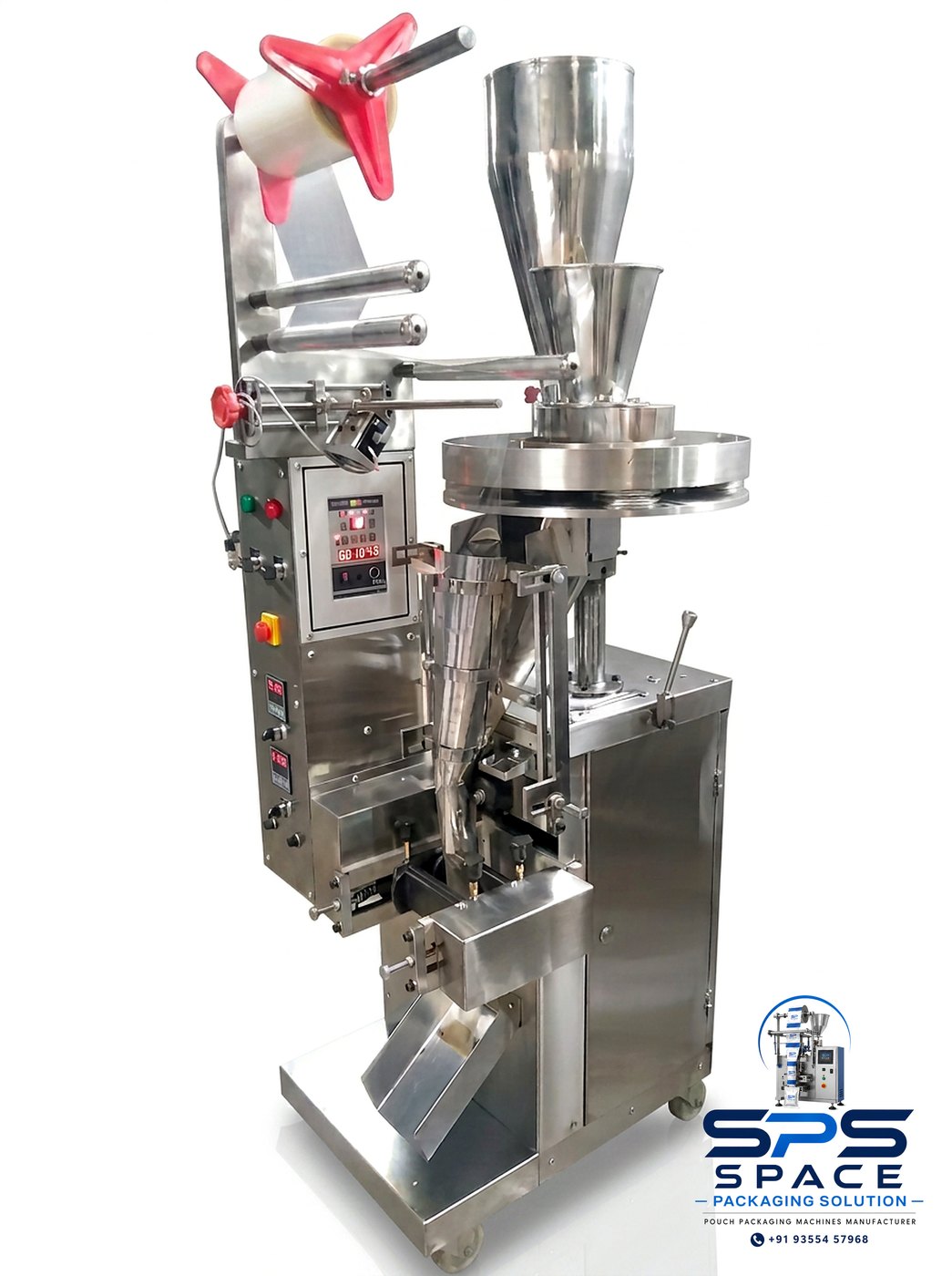 Compact Cup Filler Pouch Machine manufactured by Space Packaging Solutions, Faridabad