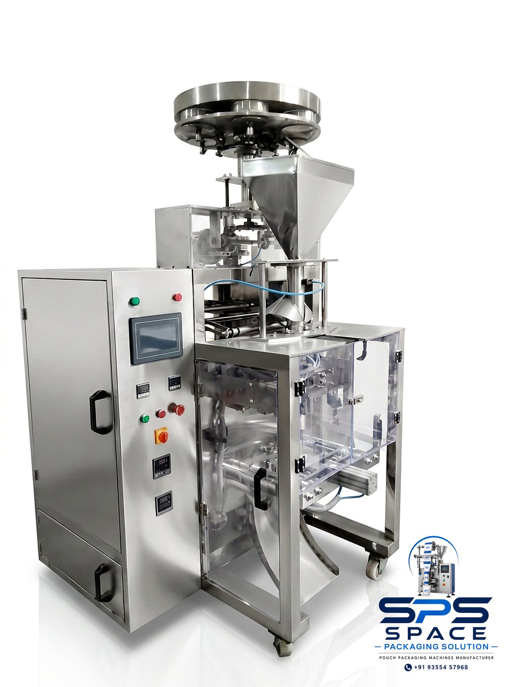 Cup Filler VFFS with Glass Doors manufactured by Space Packaging Solutions, Faridabad